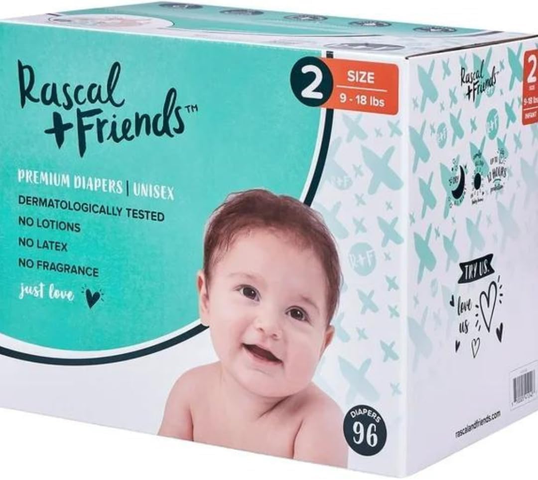 Amazon.com: New Rascal & Friends 961920 Premium Diapers, Size 2